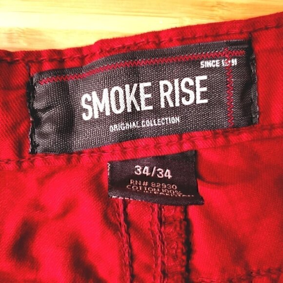 Smoke Rise Men's 34 x 34 Red Distressed Denim Pant - Picture 9 of 16